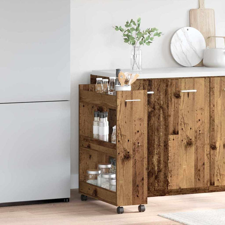 Kabinet med hjul Gammelt træ 60 x 22 x 79 cm
