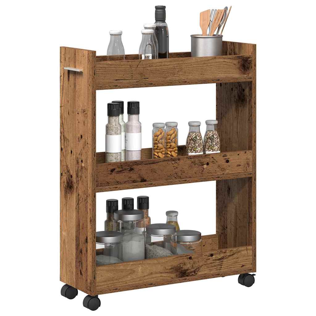Kabinet med hjul Gammelt træ 60 x 22 x 79 cm