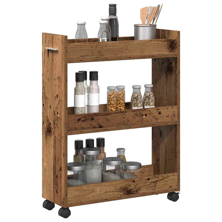 Kabinet med hjul Gammelt træ 60 x 22 x 79 cm