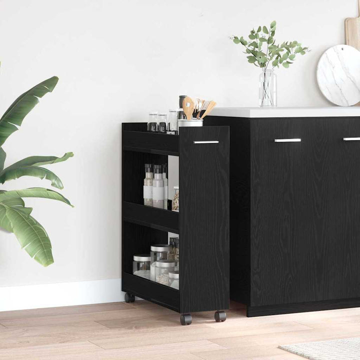 Kabinet med hjul Sort eg 60 x 22 x 79 cm