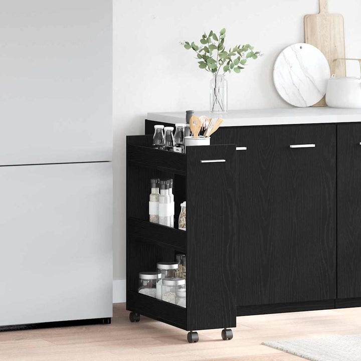 Kabinet med hjul Sort eg 60 x 22 x 79 cm