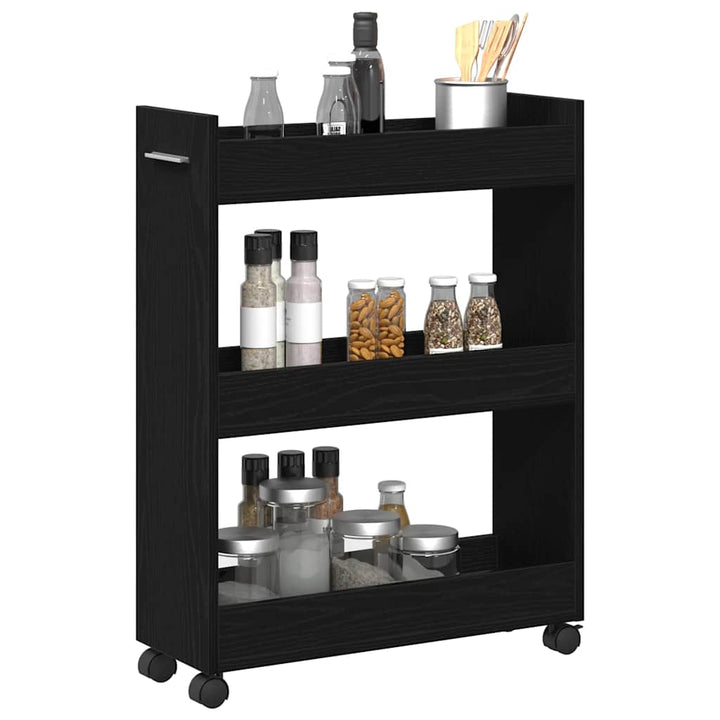 Kabinet med hjul Sort eg 60 x 22 x 79 cm