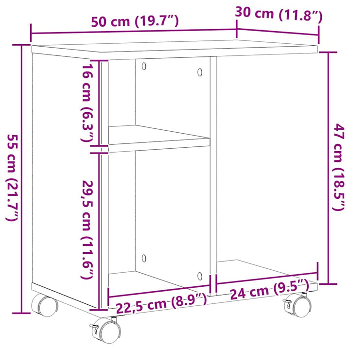 Sidebord artisan eg 50 x 30 x 55 cm Konstrueret træ