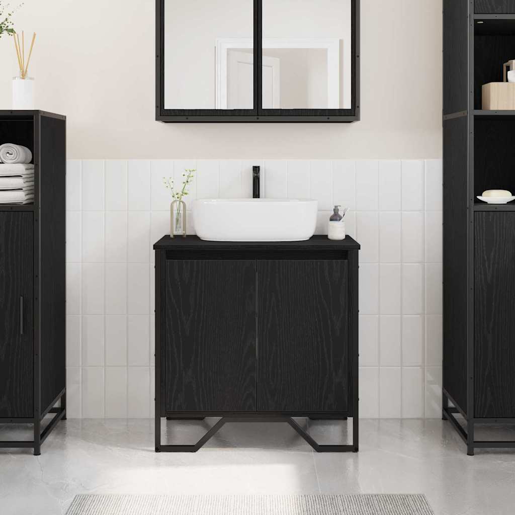 Badeværelsesskabsunder Sort eg 60 x 35 x 60 cm Konstrueret træ