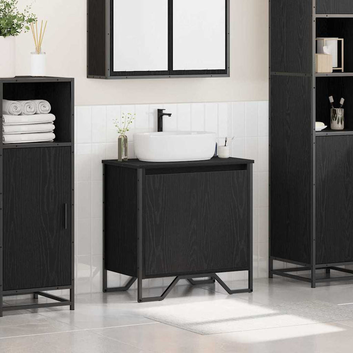 Badeværelsesskabsunder Sort eg 60 x 35 x 60 cm Konstrueret træ