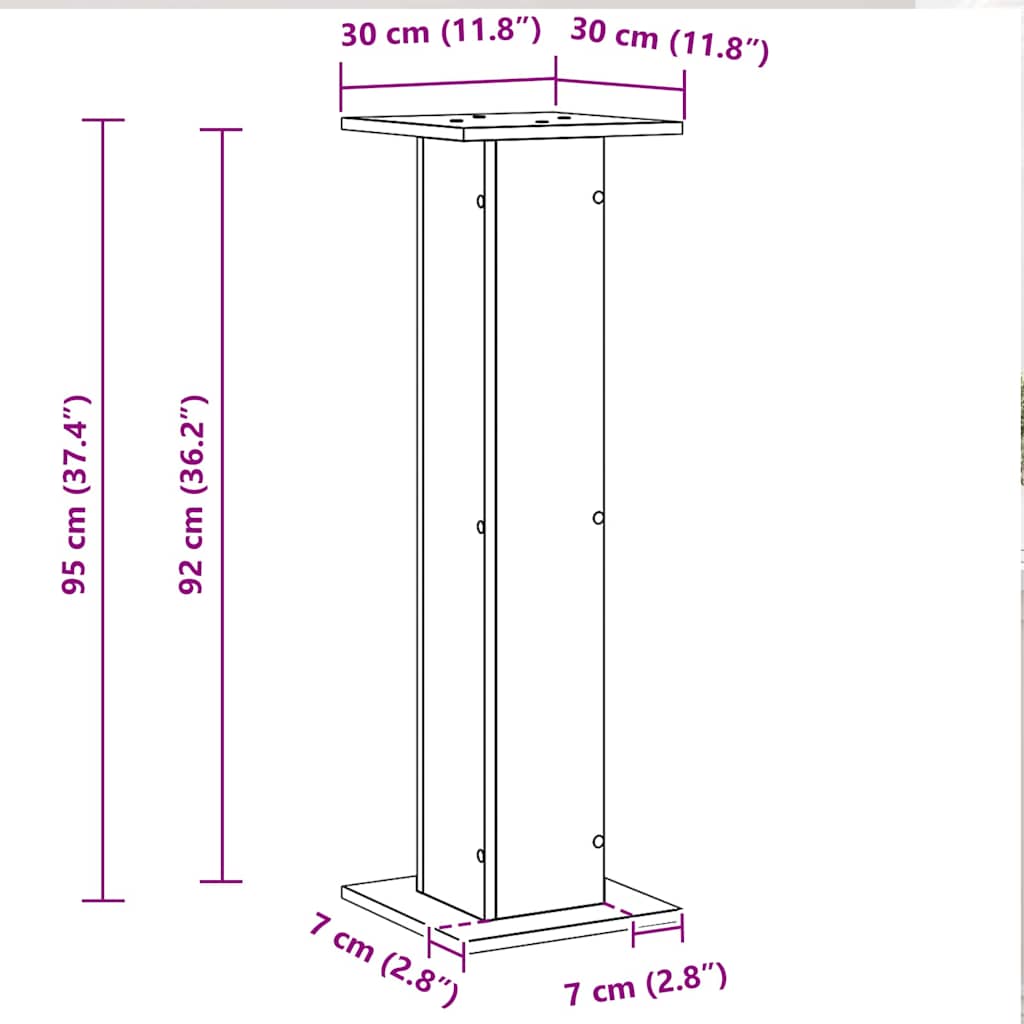 Planteholder 2 pcs Sort eg 30 x 30 x 95 cm Konstrueret træ