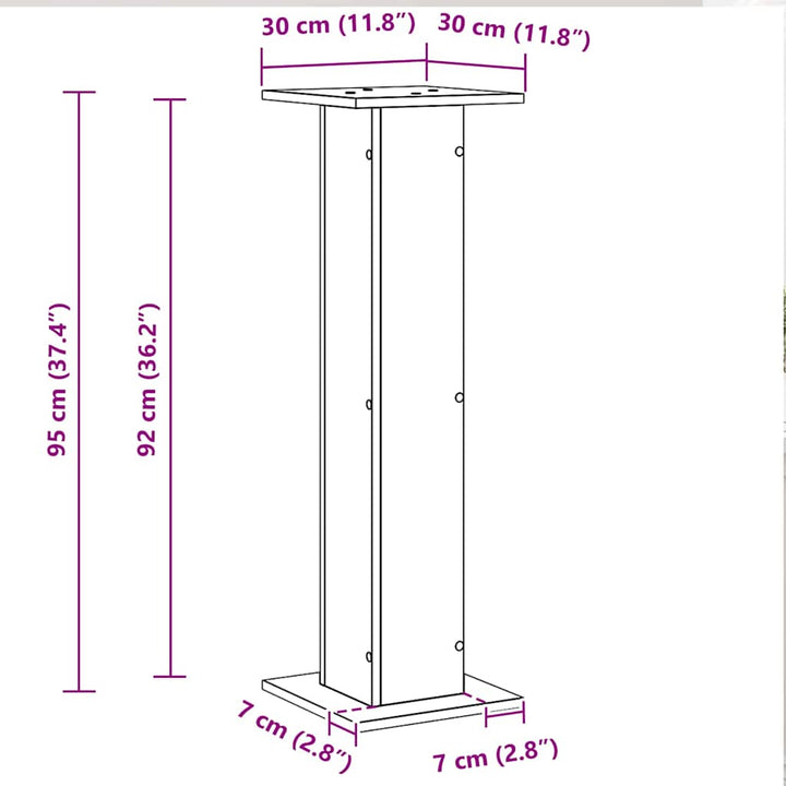 Planteholder 2 pcs Sort eg 30 x 30 x 95 cm Konstrueret træ
