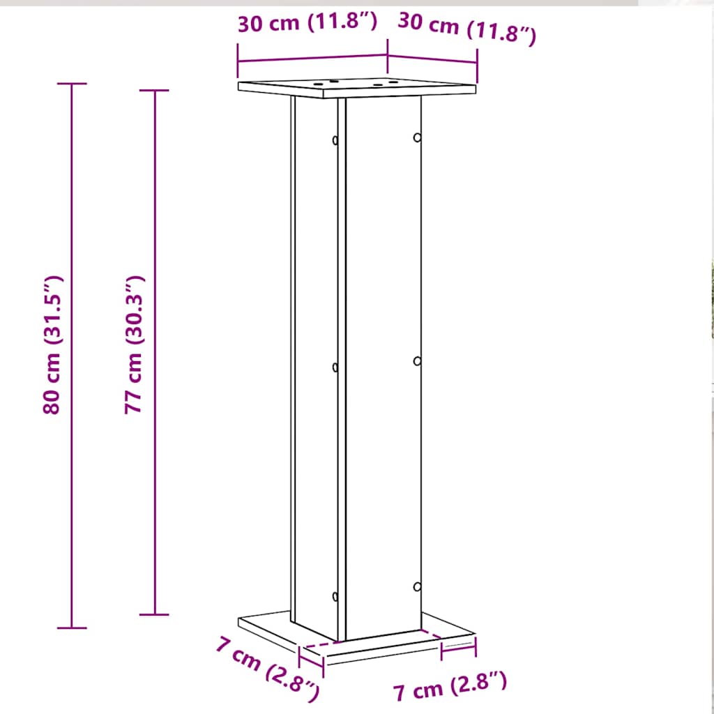 Planteholder 2 pcs Sort eg 30 x 30 x 80 cm Konstrueret træ