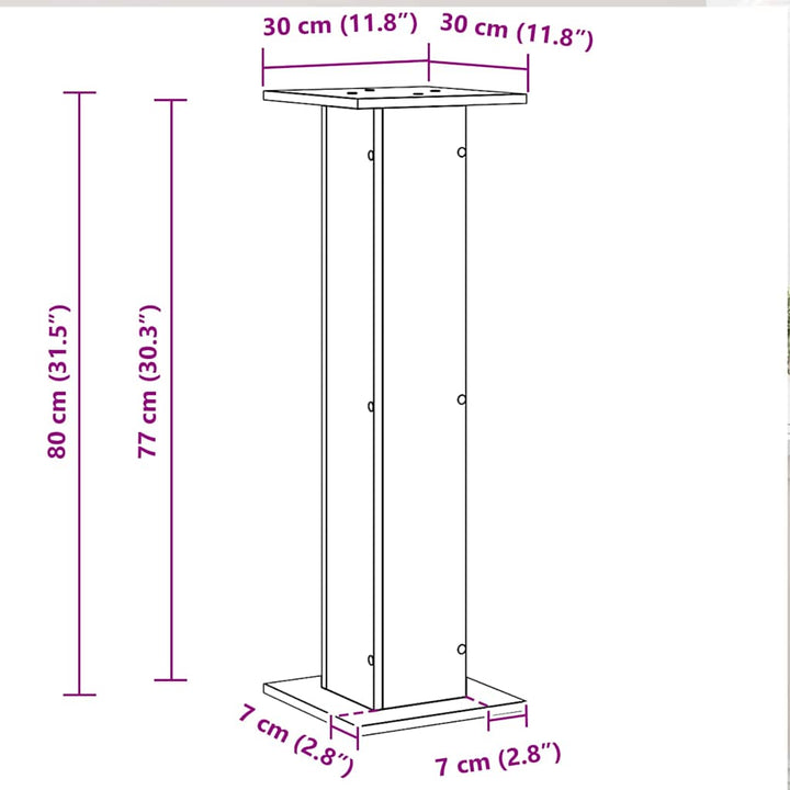 Planteholder 2 pcs Sort eg 30 x 30 x 80 cm Konstrueret træ