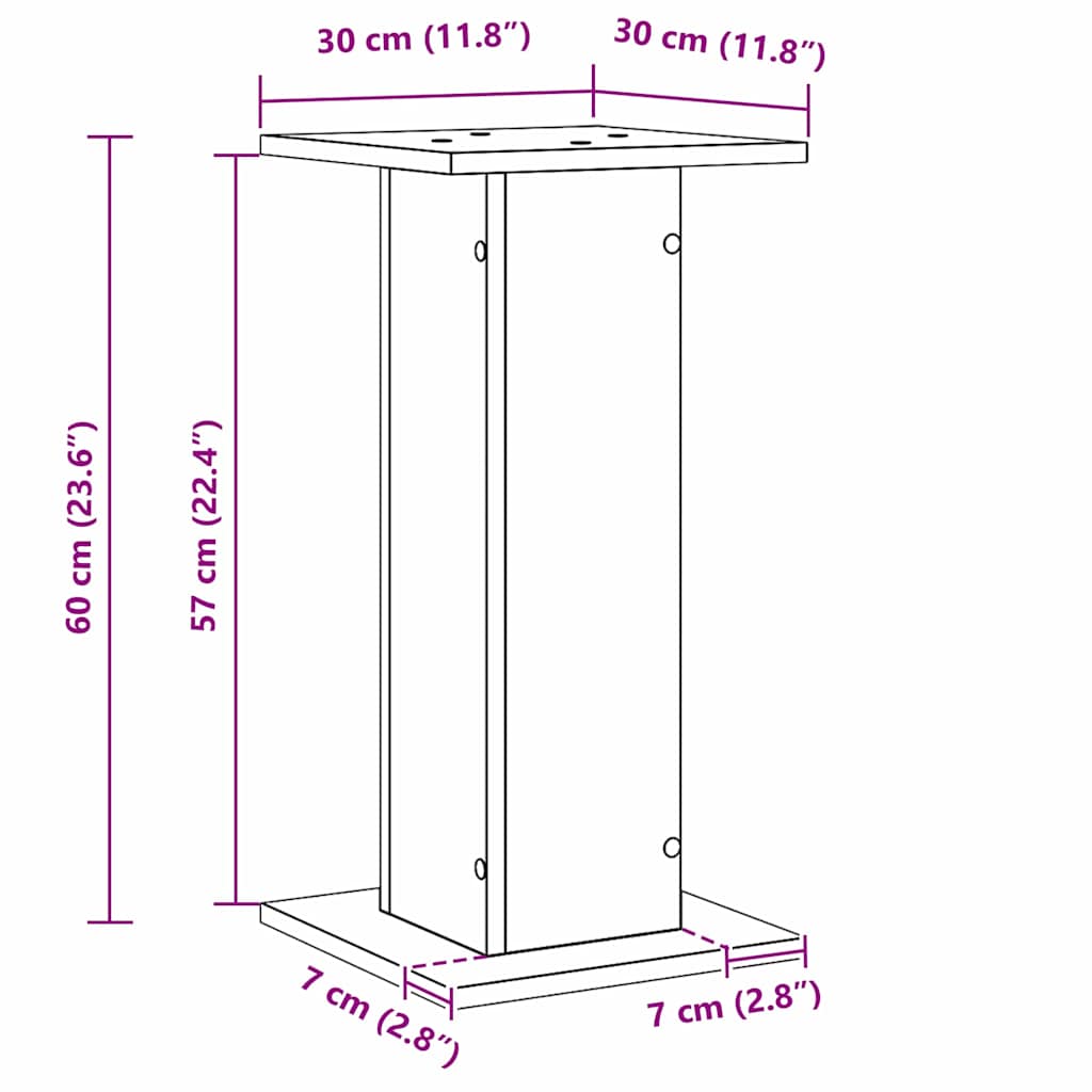 Planteholder 2 pcs Sort eg 30 x 30 x 60 cm Konstrueret træ