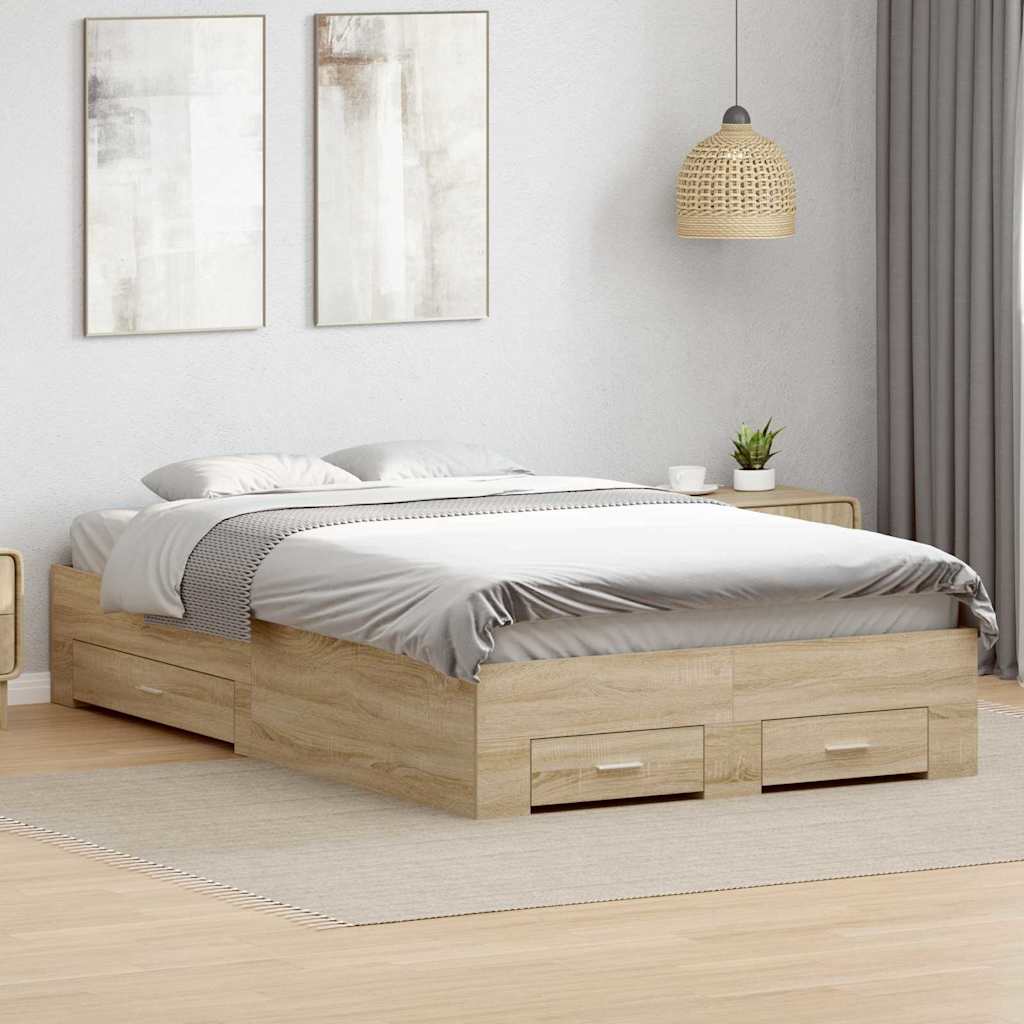 Sengestel med skuffe Brun 120 x 200 cm Konstrueret træ