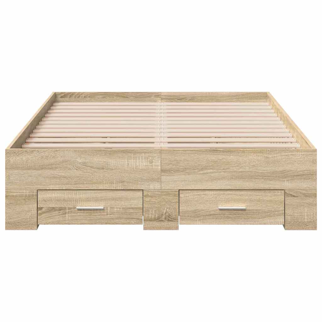 Sengestel med skuffe Brun 120 x 200 cm Konstrueret træ