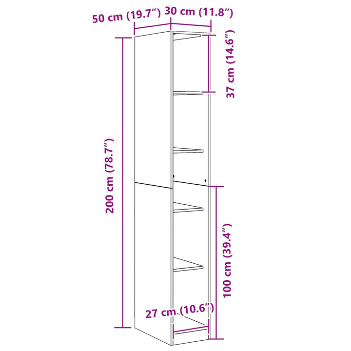 Garderobeskab Sort eg 30 x 50 x 200 cm Konstrueret træ