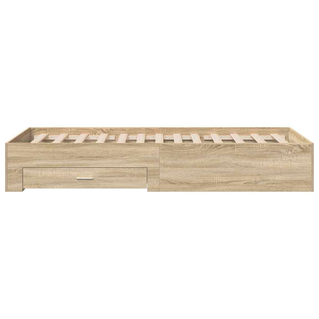 Sengestel med skuffe Brun 90 x 190 cm Konstrueret træ