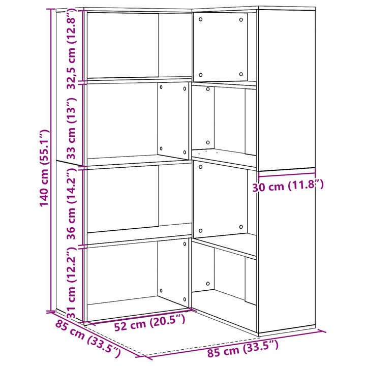 Garderobeskab 6 niveauer 85 x 85 x 140 cm Konstrueret træ
