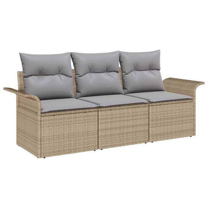 Sofa Sæt med pude 3 pcs Beige og grå polyrattan