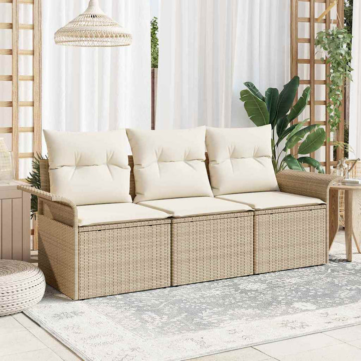 Sofa Sæt med pude 3 pcs Beige og creme polyrattan