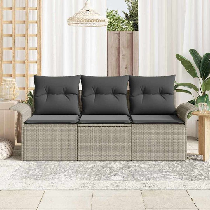 Sofa Sæt med pude 3 pcs Grå polyrattan