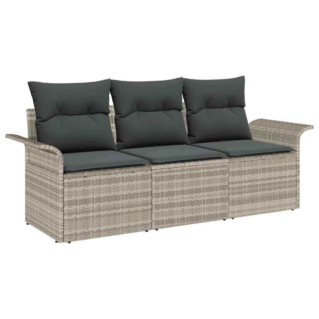 Sofa Sæt med pude 3 pcs Grå polyrattan