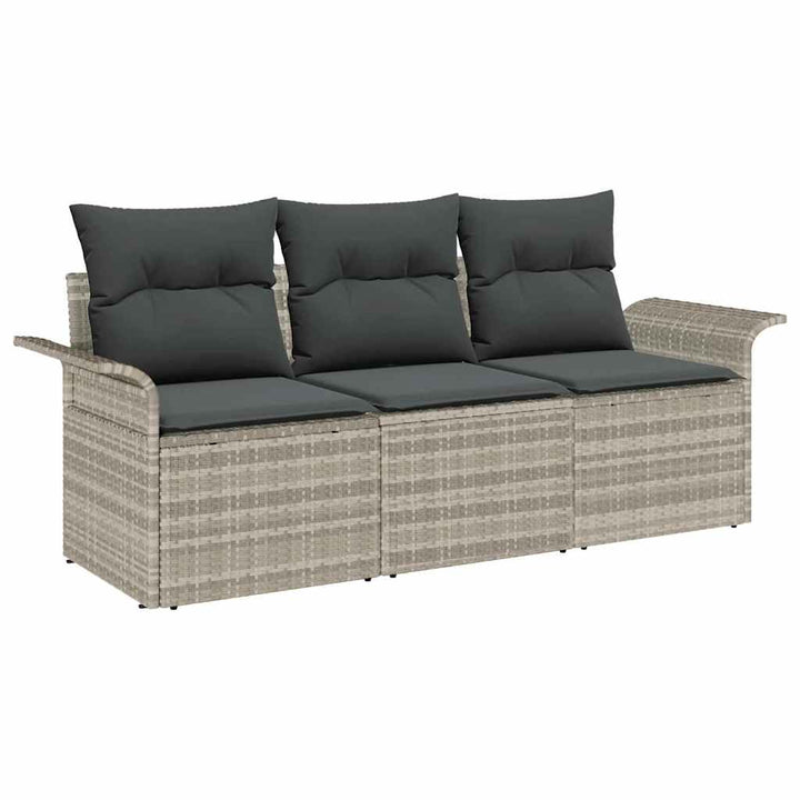 Sofa Sæt med pude 3 pcs Grå polyrattan