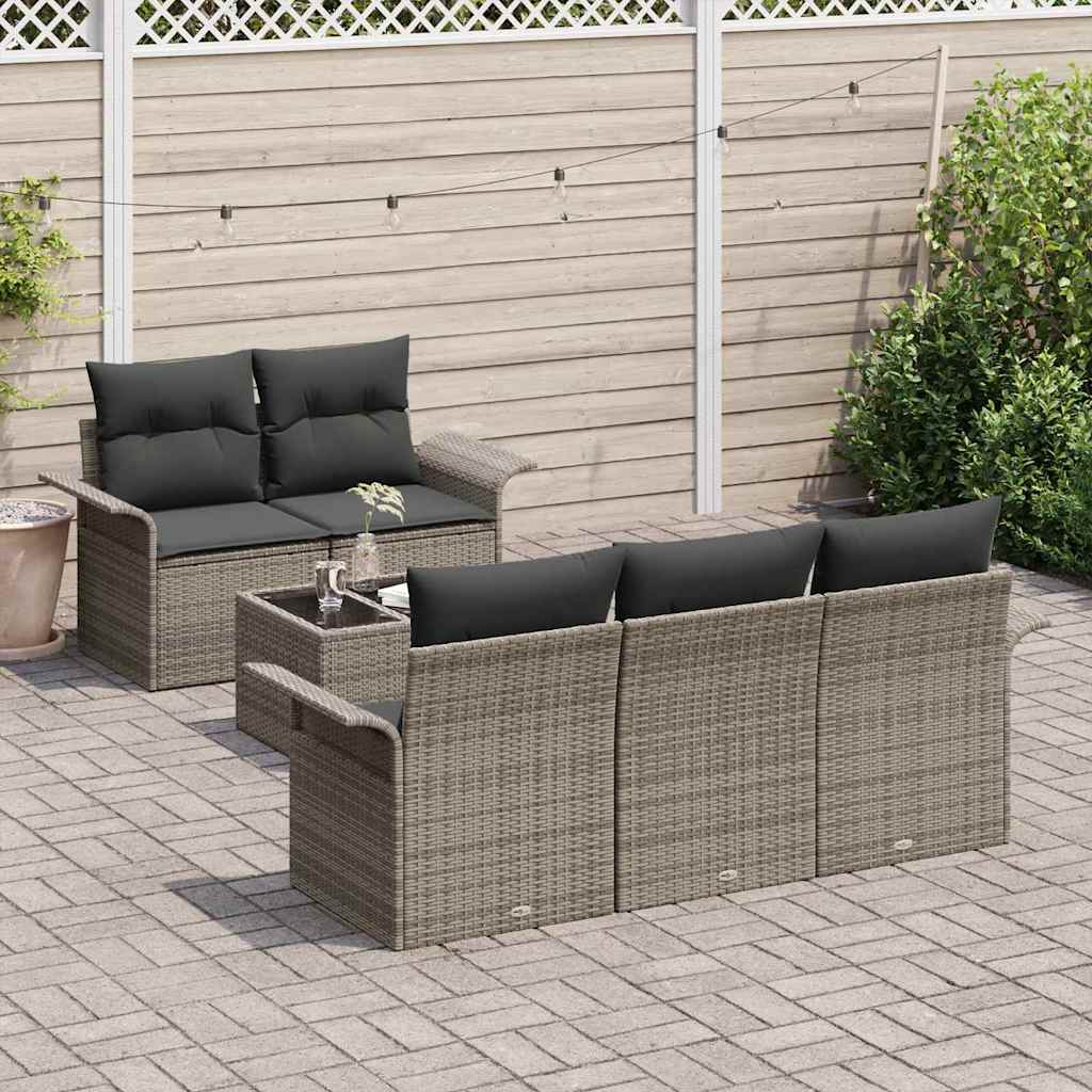 Sofa Sæt med pude 6 pcs Grå polyrattan