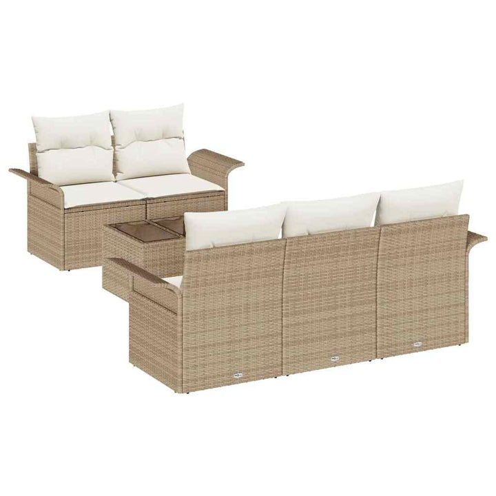 Sofa Sæt med pude 6 pcs Beige polyrattan