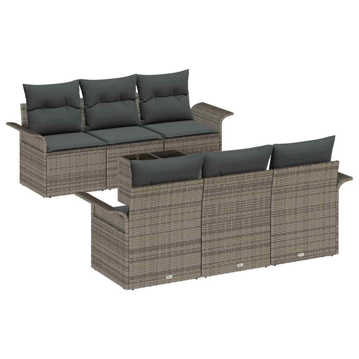 Havesofa Sæt med pude 7 pcs Grå polyrattan