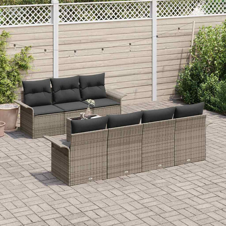 Havesofa Sæt med pude 8 pcs Grå polyrattan