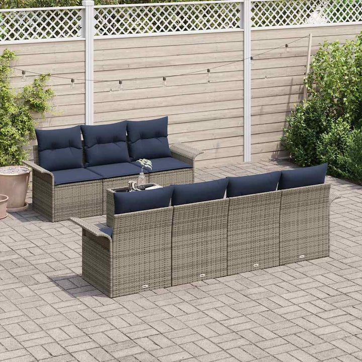 Havesofa Sæt med pude 8 pcs Grå polyrattan