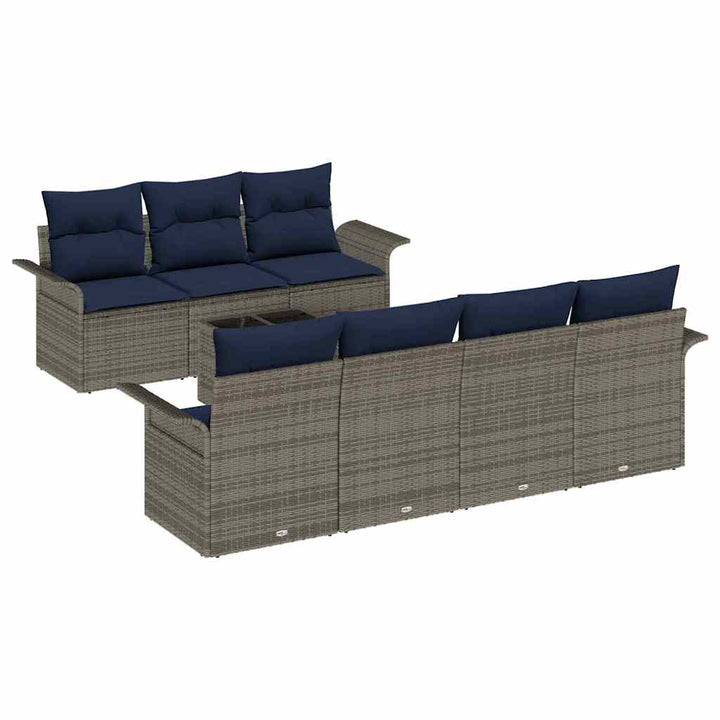 Havesofa Sæt med pude 8 pcs Grå polyrattan