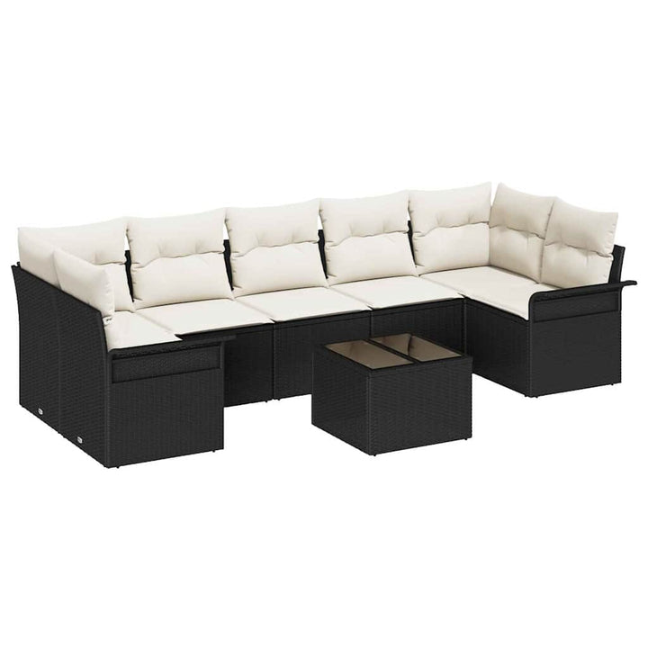Havesofa Sæt 8 stk. Sort polyrattan