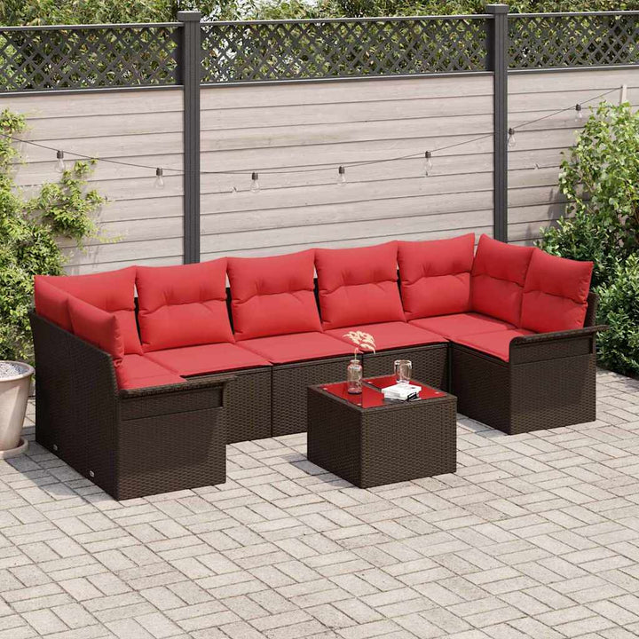 Havesofa Sæt 8 pcs Brun polyrattan