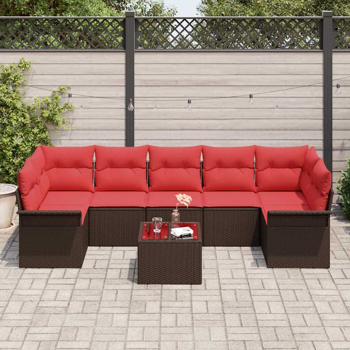 Havesofa Sæt 8 pcs Brun polyrattan