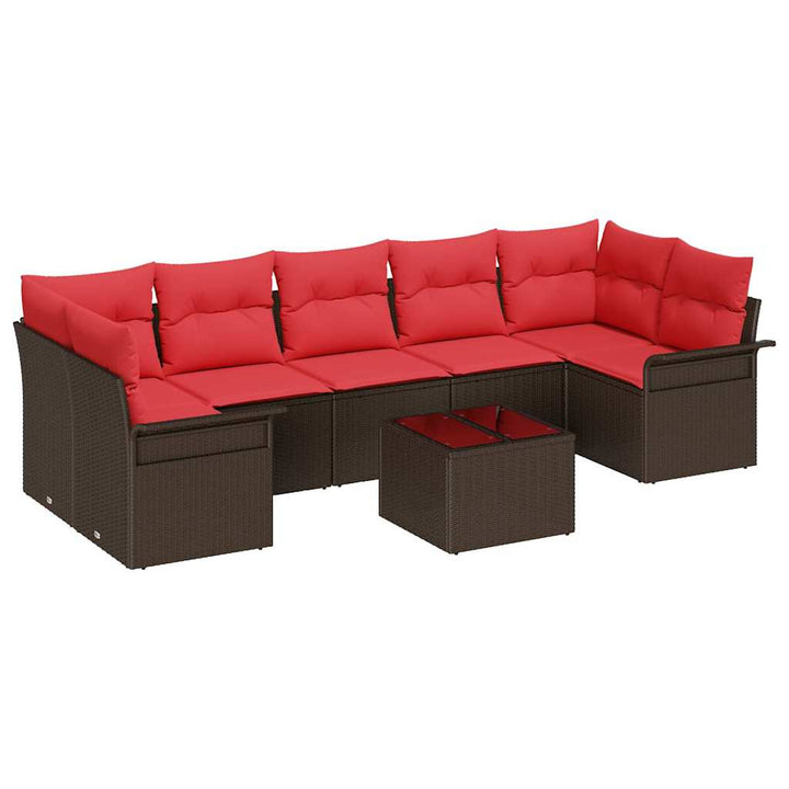 Havesofa Sæt 8 pcs Brun polyrattan