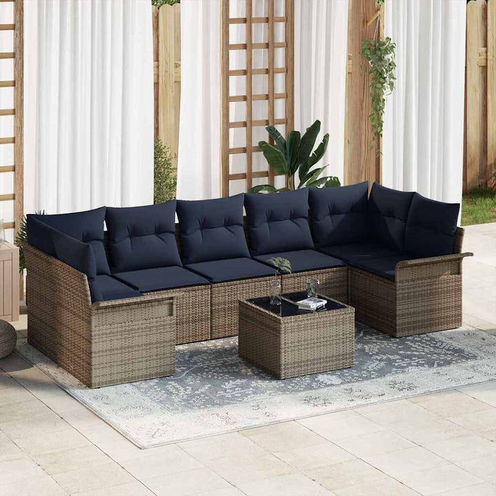 Havesofa Sæt 8 stk. Grå polyrattan