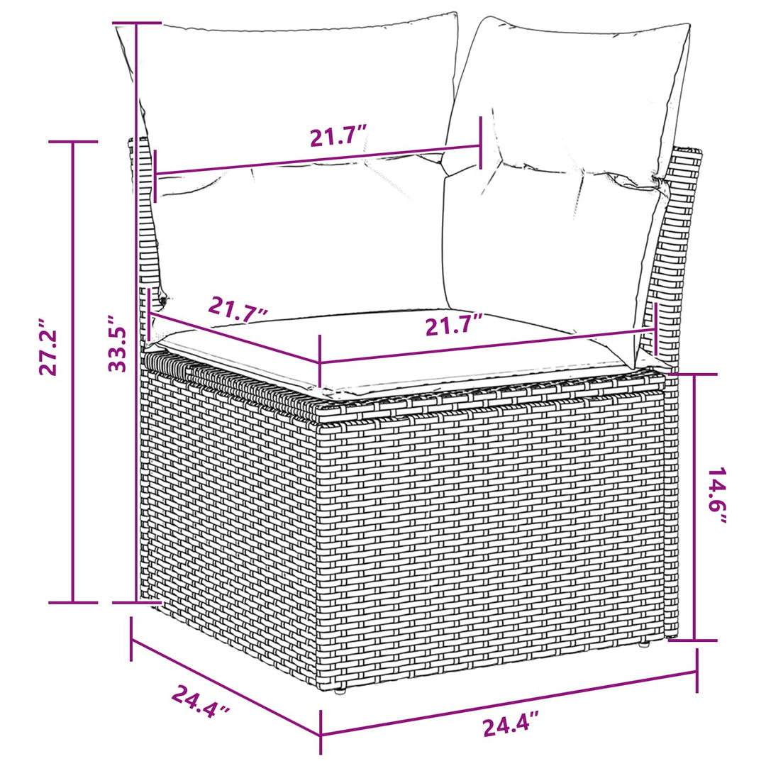 Havesofa Sæt med pude 9 pcs Grå og Marineblå polyrattan
