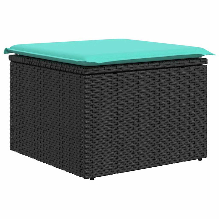 Havesofa Sæt med pude 5 pcs Sort polyrattan