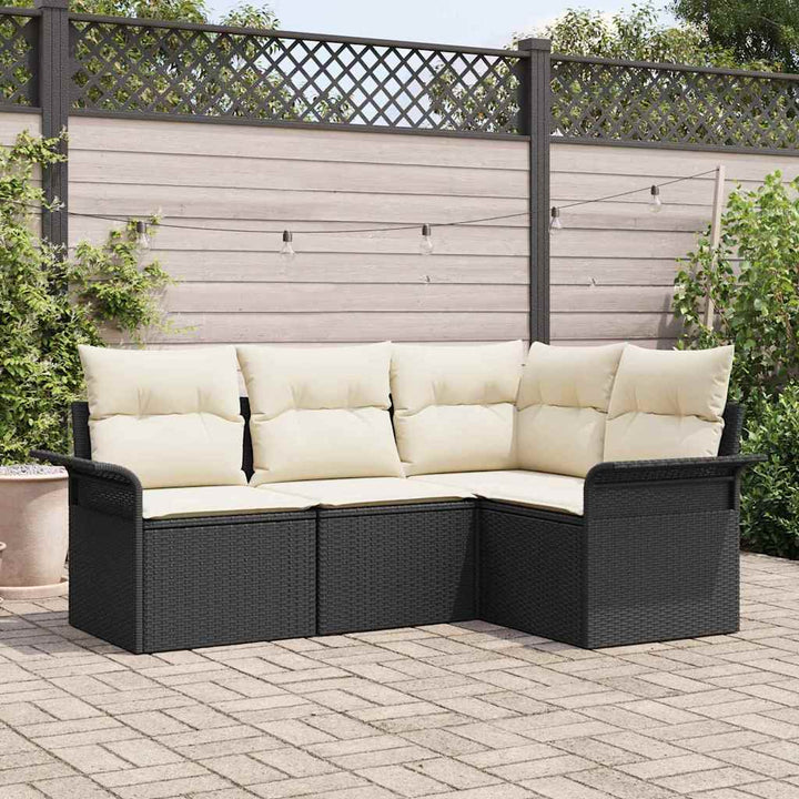 Havesofa Sæt 4 stk. Sort polyrattan