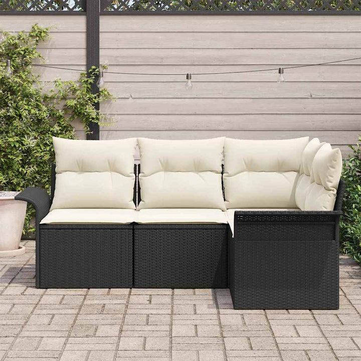 Havesofa Sæt 4 stk. Sort polyrattan