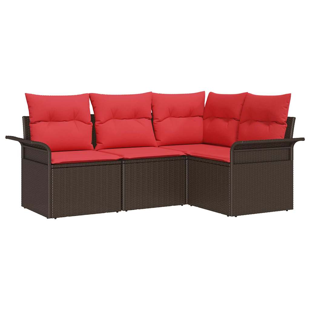 Havesofa Sæt med pude Brun polyrattan