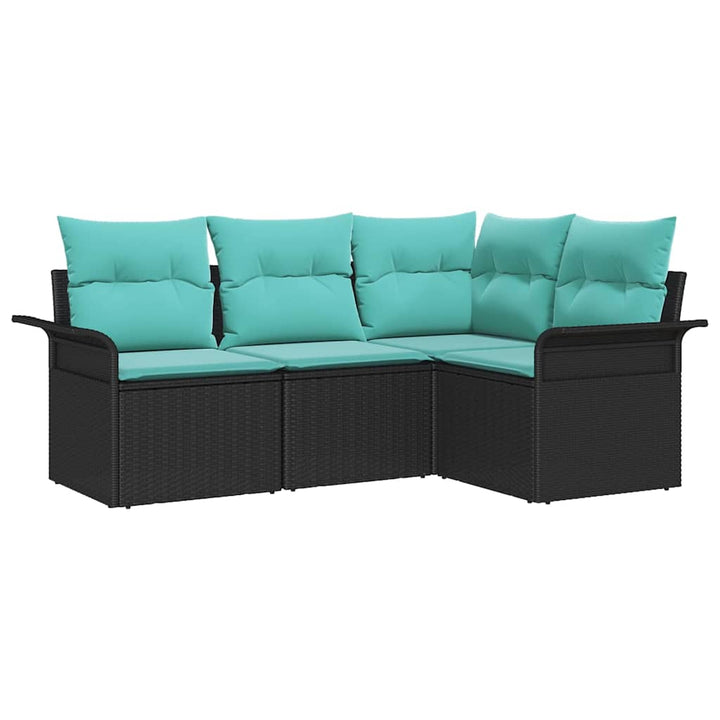 Havesofa Sæt med pude Sort polyrattan