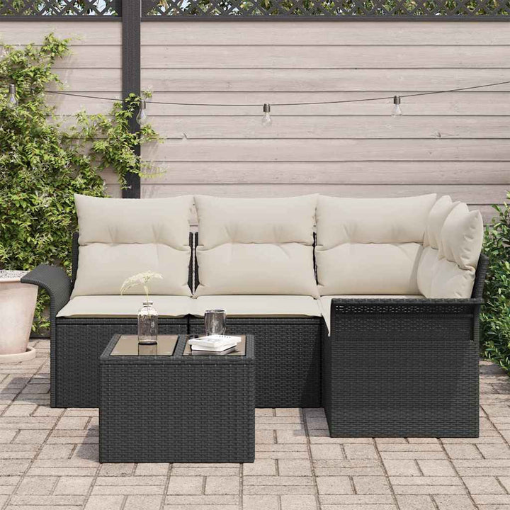 Havesofa Sæt 5 stk. Sort polyrattan