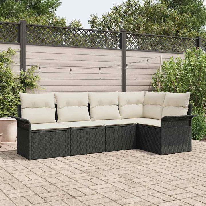 Havesofa Sæt 5 stk. Sort polyrattan
