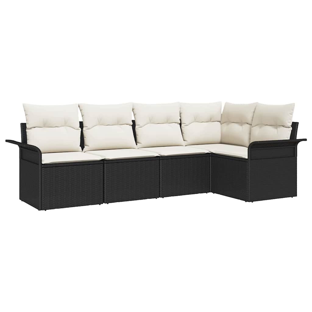 Havesofa Sæt 5 stk. Sort polyrattan