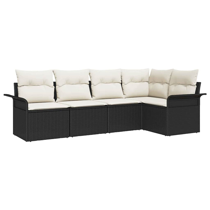 Havesofa Sæt 5 stk. Sort polyrattan