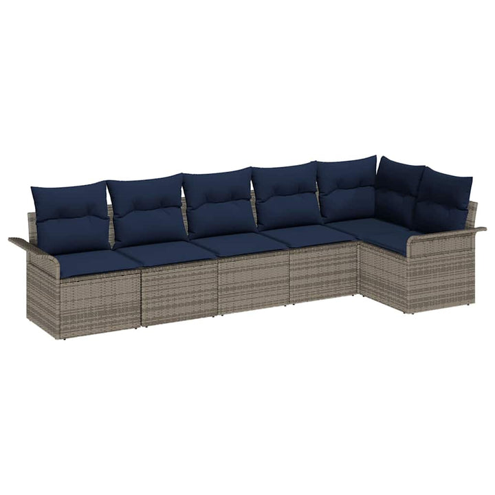 Havesofa Sæt med pude 6 pcs Grå polyrattan