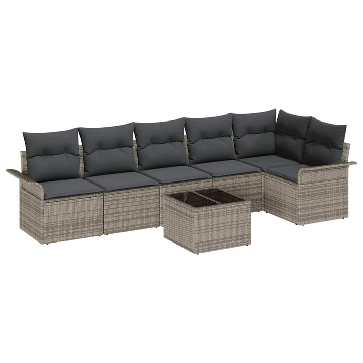 Havesofa Sæt med pude 7 pcs Grå polyrattan