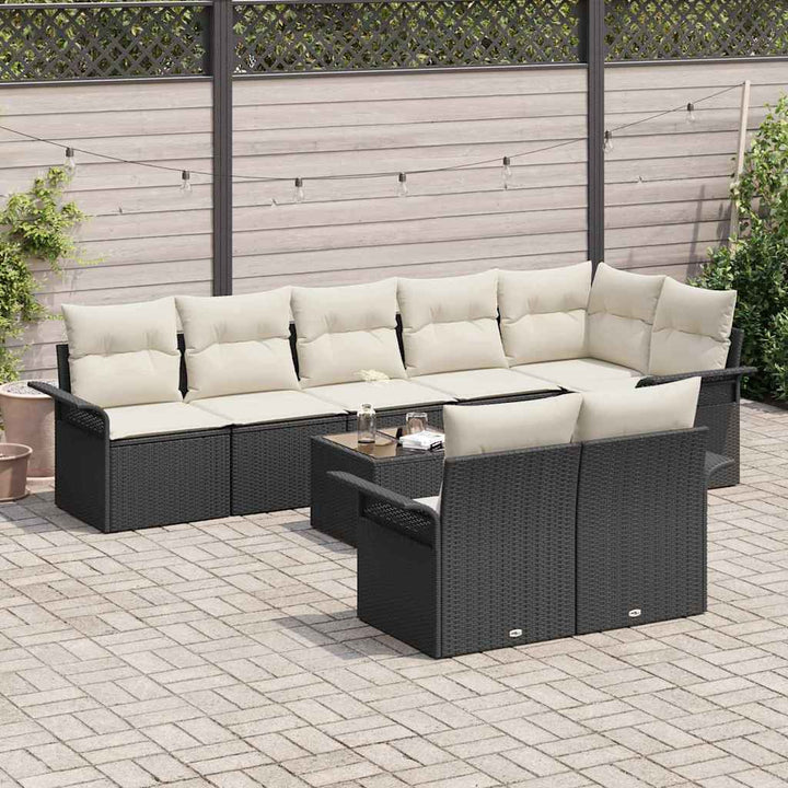 Havesofa Sæt 9 stk. Sort polyrattan