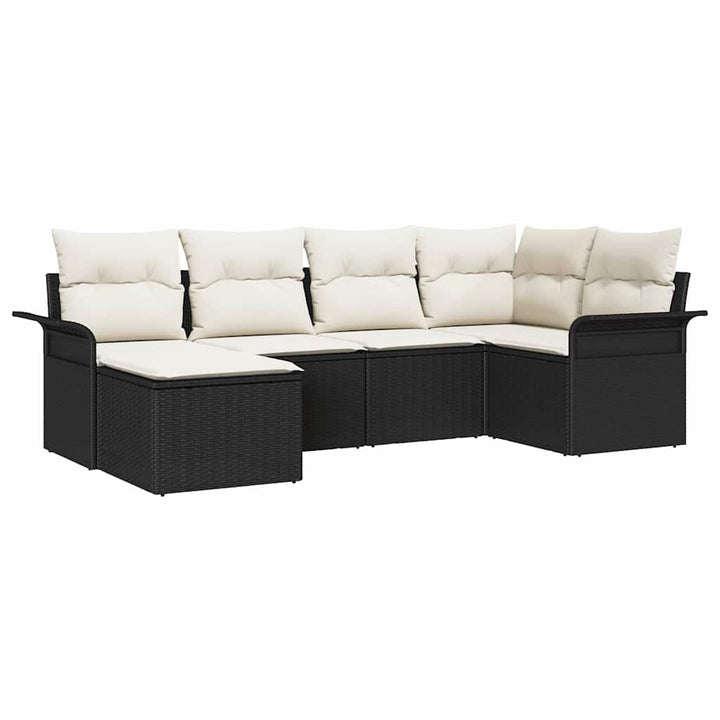 Havesofa Sæt 6 stk. Sort polyrattan