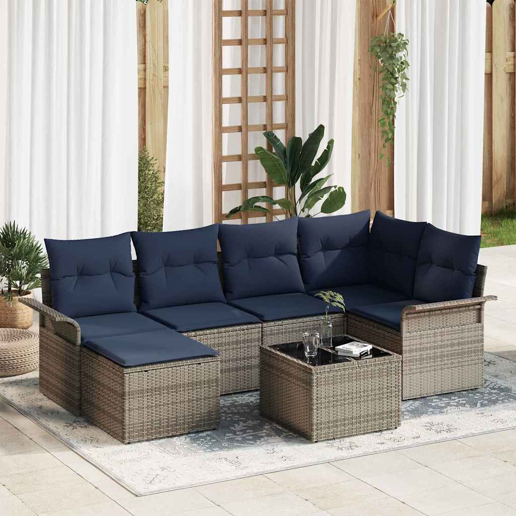 Havesofa Sæt med pude Grå polyrattan
